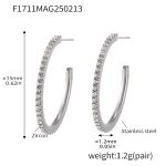 color: F1711-A Style -Steel Color White Zircon Earrings -15mm
