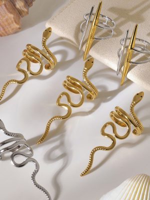 Stainless Steel Snake Ring Advanced Open Ring Hand Jewelry Rings