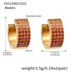 color: F651-Pink Color Zircon Earrings -Large