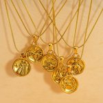 Retro Furnace 18K Gold Stainless Steel Double-Sided Twelve Constellations Necklace Female Pendant Batch
