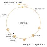 color: TXP375-Gold Flower Zircon Necklace 40+5cm