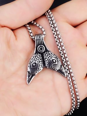 Viking Totem Whale Tail Stainless Steel Necklace and Pendant