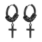 color: Dragon Pattern Hanging Cross Black Ear Cuff MS-656