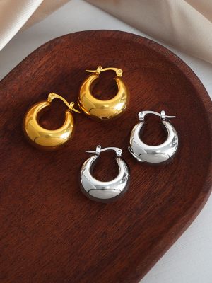 New Personality Temperament Entry Lux Advanced U-Shaped Stainless Steel Earrings Design Ornament Women