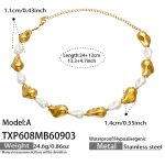 color: TXP608-A Style Shell Pearl Gold Necklace -34+12cm