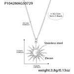 color: P1042-Steel Color Sunflower Necklace 42+5cm