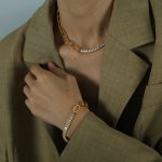Dongdaemun Cold Design Zircon Stitching Necklace Bracelet Earring Set Simple Temperament Entry Lux