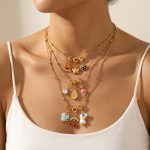 Simple Sweet DIY Trojan Planet Flamingo Multi-Element Pendant Twin Ball Clavicle Chain