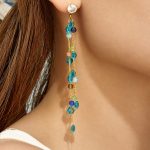 Light Luxury Natural Crystal Stone Zircon Geometric Earrings Stainless Steel 18K Gold Advanced Ornament Little Fairy Earrings