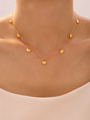 Baroque New Geometric Small Scallop Pendant Necklace Women's Stainless Steel 18K Gold Plating Graceful Personality Clavicle Chain Ornament