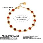 color: TXE552-Gold Full Pave Red Zircon Bracelet