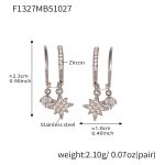color: F1327-Steel Color Eight-pointed Star Earrings