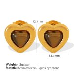 color: EH285 Tiger Eye Gold Stud Earrings