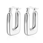 color: Rectangle Hollow Earrings Steel Color MS-013