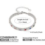 color: E294-Colorful Zircon Steel Color Bracelet -18+5cm