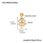 color: K019-Gold Four-petal Flower Zircon Pendant