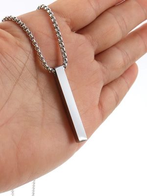 Stainless Steel Necklace Men's Personalized Column Design Pendant Hip Hop Accessories New Accessories Sweater Chain