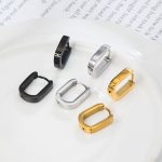 Geometric U-Shaped Stainless Steel Ear Clip Women's 18K Hand-Polished Furnace Earrings