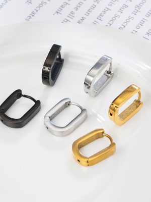 Geometric U-Shaped Stainless Steel Ear Clip Women's 18K Hand-Polished Furnace Earrings