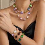 Inlaid Water Zircon Stainless Steel Plated 18K Gold Light Luxury Bracelet Necklace Women's Bracelet Necklace