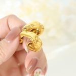 French Style Temperament Earrings Light Luxury Non-Fading Brass Cheese C- Shaped Earrings Ornament Women