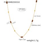 color: P1799-Gold Tiger Eye Necklace 40+5cm