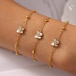 Natural Fritillary Butterfly Bracelet 3A Zircon Stainless Steel Plated 18K Gold Light Luxury Beautiful One Piece Dropshipping