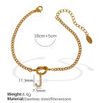 color: SL100 White Rhinestone J Gold Bracelet