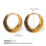 color: EH818BKGS Black Rhinestone Small Gold Earrings