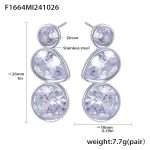 color: F1664-Steel Color Drop Zircon Earrings