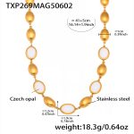 color: TXP269-Gold White Opal Necklace 41+5cm