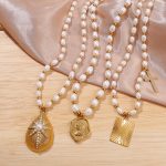 French Style Ornament Freshwater Pearl Necklace Stainless Steel Plated 18K Golden Versatile Pendant
