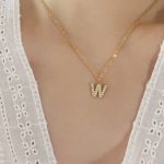 color: RP016-W Letter Gold Necklace 40+5cm