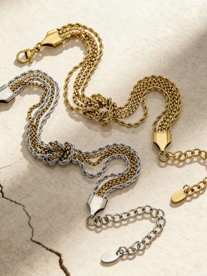 Environmentally Friendly Stainless Steel Chain Knotted Bracelet Plated 18K Real Gold Heavy Industry Cold Bracelet