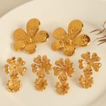 JD Designer 18K Gold Stainless Steel Flower Earrings Sun Flower Ear Studs