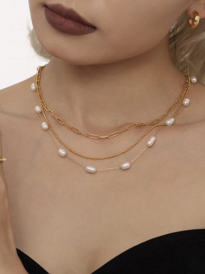 Stainless Steel Freshwater Pearl Sweater Chain Women's Clavicle Necklace Design