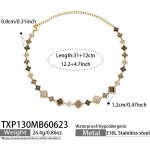 color: TXP130-Black Gray Zircon Gold Necklace -31+12cm