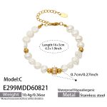 color: E299-C Style Freshwater Pearl Gold Bracelet -16+5cm