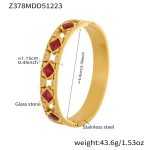 color: Z378-Gold Red Glass Zircon Bangle