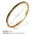 color: SZ208GNG Green Rhinestone Gold Bangle