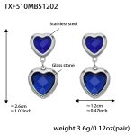color: TXF510-Blue Color Faceted Stone Steel Color Earrings