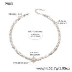 color: P983-Steel Color Pearl Necklace -40+5cm