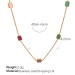 color: XL282 Colorful Enamel Gold Necklace