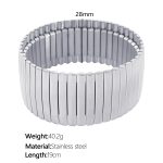 color: SZ57 Silver Elastic Vertical Stripes Width Bangle