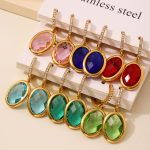 Multi-Cut Oval Czech Glass Full Diamond Earrings Temperament Party Jewelry Gift Earrings Stainless Steel Ornament