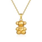 color: Sitting Bear Pendant Necklace Gold MS-285