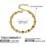 color: TXE615-Multicolor Zircon Gold Bracelet -17+5cm