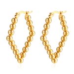 color: Gold Rhombus Welded Bead Earrings MS-344C