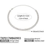 color: TXP017-Full Pave Zircon Steel Color Necklace -32+12cm