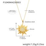 color: P1040-Gold Sunflower Necklace 40+5cm